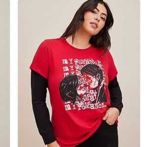 Torrid My Chemical Romance Clsc Fit Cotton Crew Neck 2Fer Long Sleeve Tee Sz 0